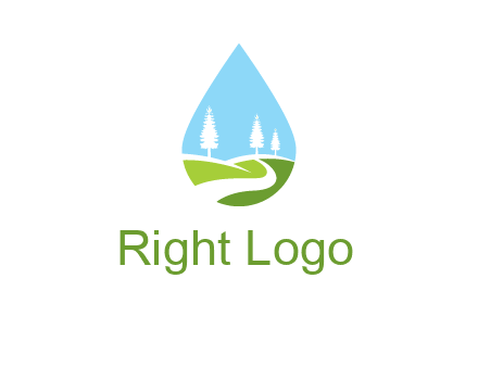 landscape inside the water drop logo