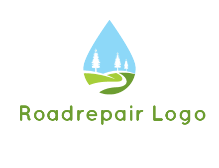 landscape inside the water drop logo
