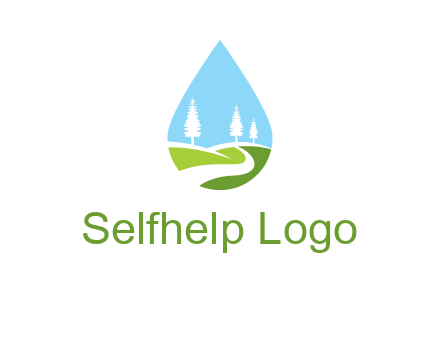 landscape inside the water drop logo