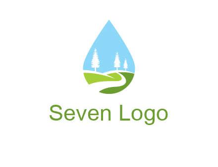 landscape inside the water drop logo