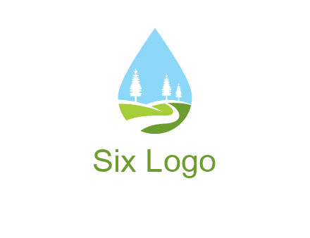 landscape inside the water drop logo
