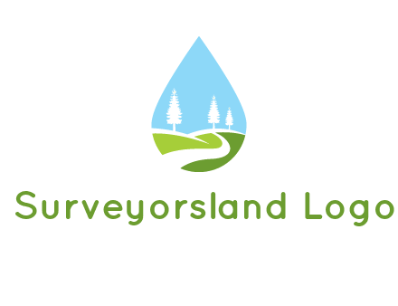 landscape inside the water drop logo