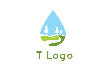 landscape inside the water drop logo