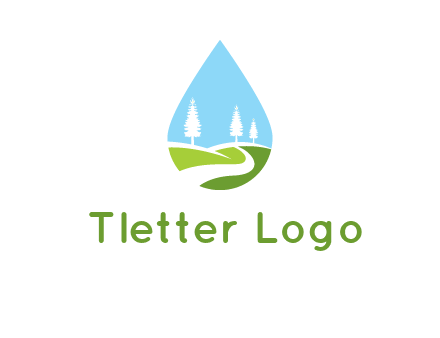 landscape inside the water drop logo