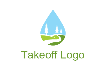 landscape inside the water drop logo