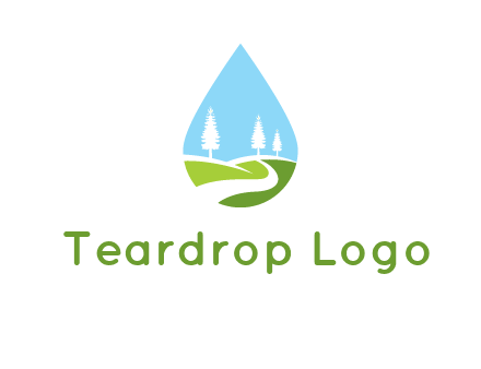 landscape inside the water drop logo