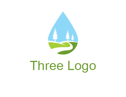 landscape inside the water drop logo