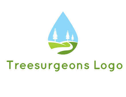 landscape inside the water drop logo