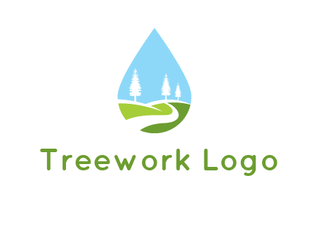 landscape inside the water drop logo