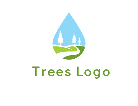 landscape inside the water drop logo