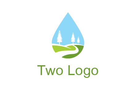 landscape inside the water drop logo