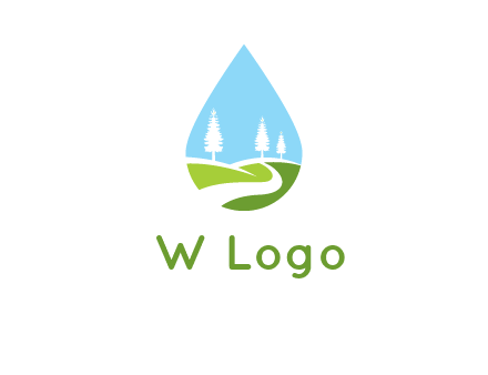 landscape inside the water drop logo