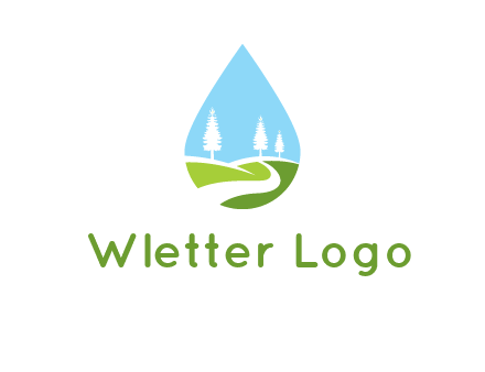 landscape inside the water drop logo