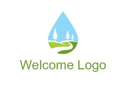 landscape inside the water drop logo