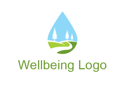 landscape inside the water drop logo
