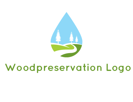 landscape inside the water drop logo