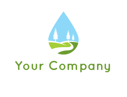 landscape inside the water drop logo
