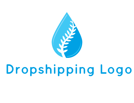 abstract leaf inside the water drop logo