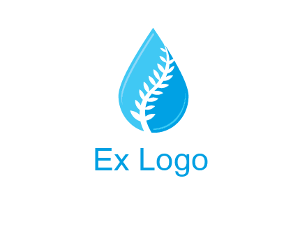 abstract leaf inside the water drop logo