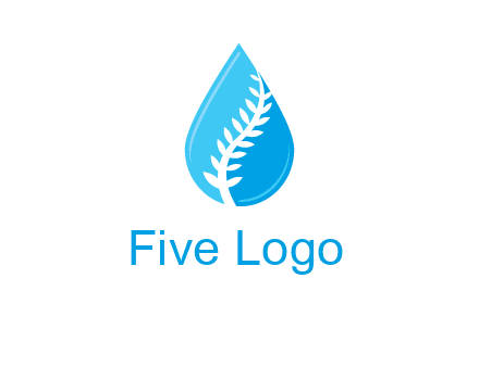 abstract leaf inside the water drop logo