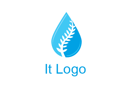 abstract leaf inside the water drop logo