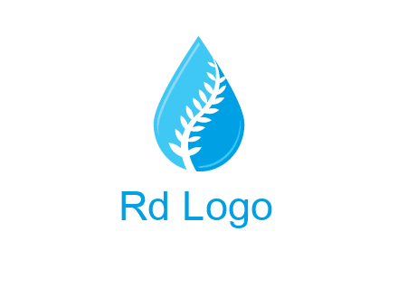 abstract leaf inside the water drop logo