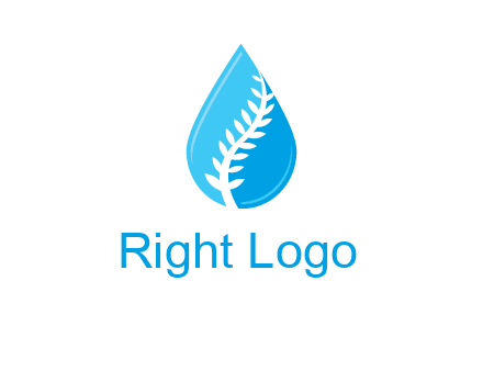 abstract leaf inside the water drop logo