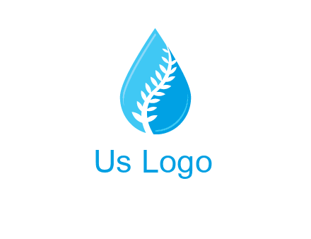 abstract leaf inside the water drop logo