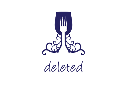 fork inside ornamental wine glass logo
