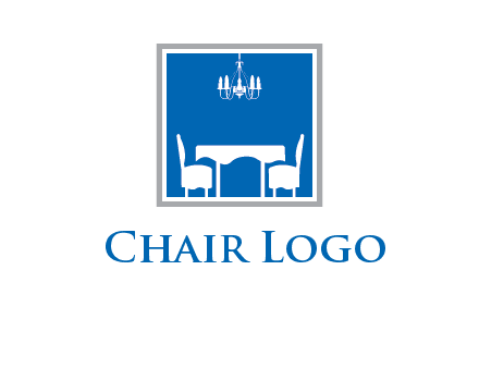 chair and table inside the square logo