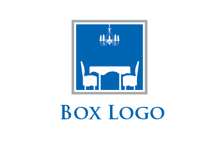 chair and table inside the square logo