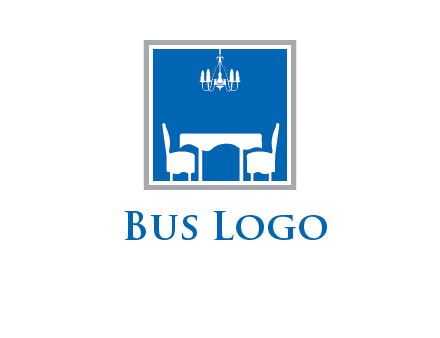chair and table inside the square logo