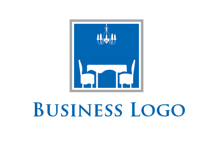 chair and table inside the square logo