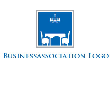 chair and table inside the square logo