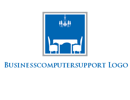 chair and table inside the square logo
