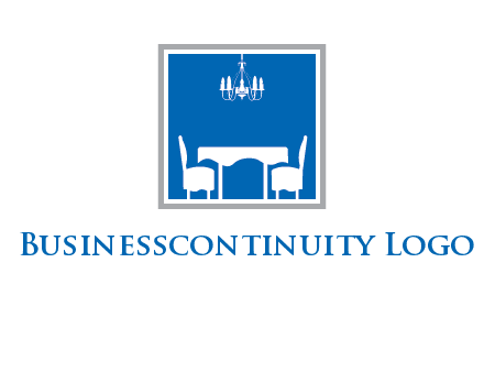 chair and table inside the square logo