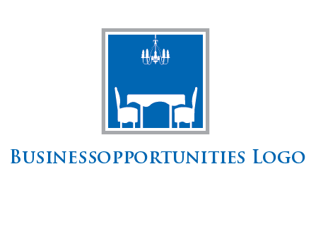chair and table inside the square logo