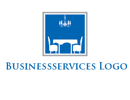 chair and table inside the square logo