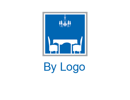 chair and table inside the square logo