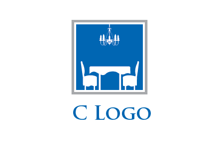 chair and table inside the square logo