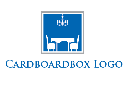 chair and table inside the square logo