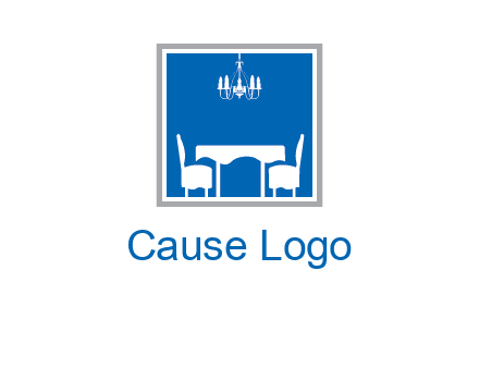 chair and table inside the square logo