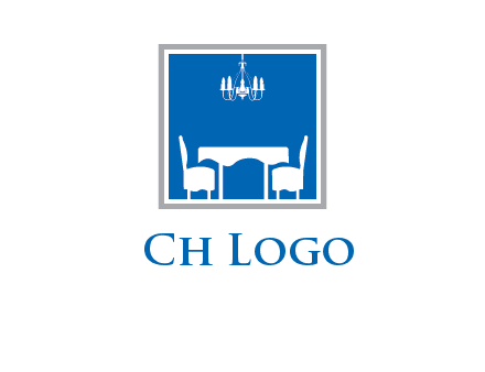 chair and table inside the square logo