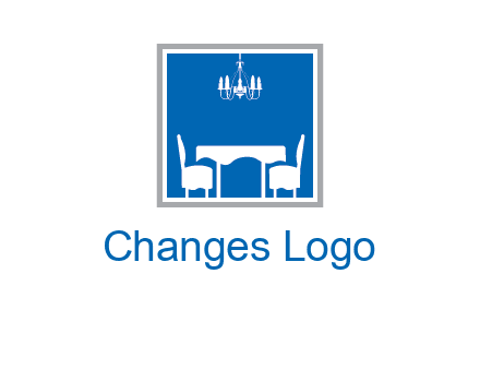 chair and table inside the square logo