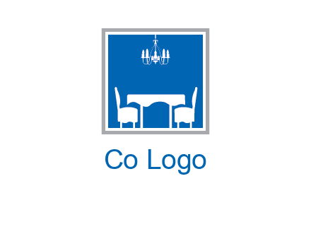 chair and table inside the square logo