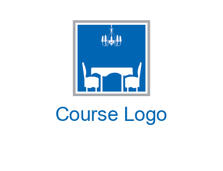 chair and table inside the square logo