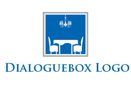 chair and table inside the square logo