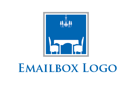 chair and table inside the square logo