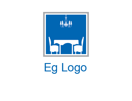 chair and table inside the square logo