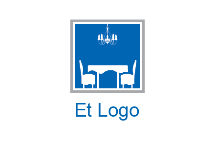 chair and table inside the square logo